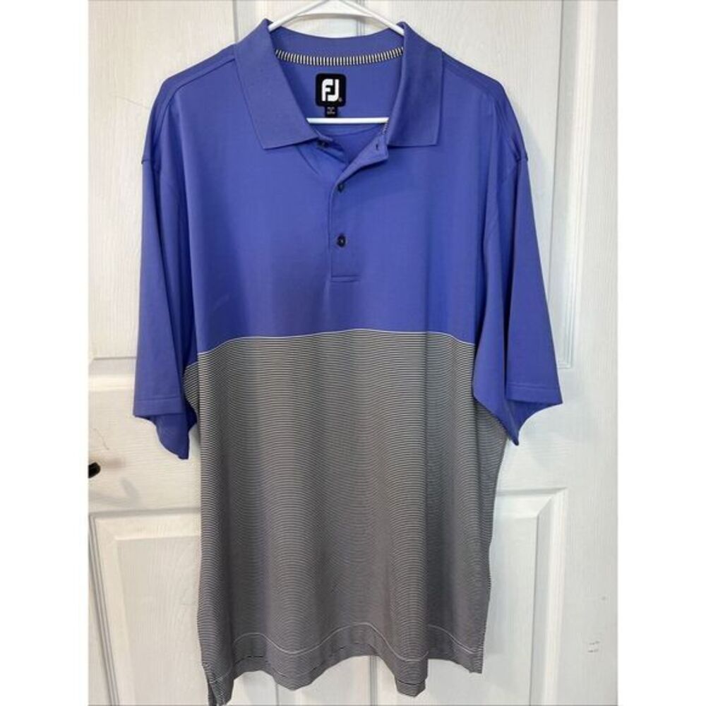 Footjoy Men's Purple‎ Blk/white Stripe Golf Polo Size XLarge Tall-No Logos